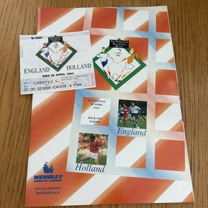 1993 Apr 28 England v Holland Wembley with Ticket VGC - Picture 1 of 2