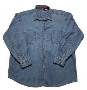 Levi VTG Jean Shirt XL Denim Blue Red Tag Long sleeve Metal Buttons Loose Fit - Picture 1 of 9