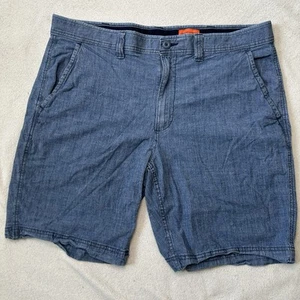 St John’s Bay Men 38 Shorts Blue Denim Chambray Flat Front Chino Comfort Stretch - Picture 1 of 6