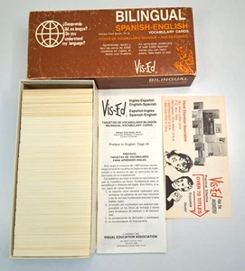 Vintage 1983 Vis-Ed zweisprachige Spanisch-Englisch Wortschatzkarten zweisprachiger Unterricht - Bild 1 von 7