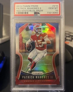 2019 Panini Prizm Patrick Mahomes II Red/White/Blue Prism #210 PSA 9 MINT - Picture 1 of 2
