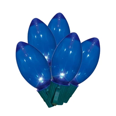 Indoor/Outdoor 25-Count Ultra Bright LED C9 Christmas Lights, Blue, 14', - Image 1 of 4