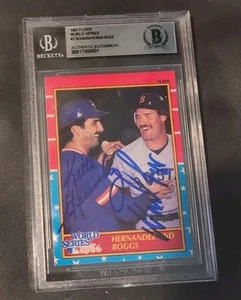 Wade Boggs & Keith Hernandez Signed 1987 Fleer World Series Card Beckett  - Picture 1 of 3