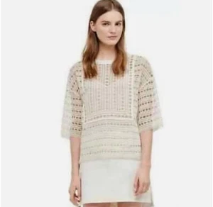 Tory Burch ivory crochet short sleeve size S/P - Picture 1 of 9