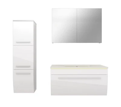 Badmöbel Set Gently 3 V2-L Weiß Badezimmermöbel Badspiegel Waschtisch 80 cm - Bild 1 von 4