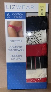 Lizwear 6 Pack Modern Styling Bikini Panty Crimson Size Medium 6 - Picture 1 of 4