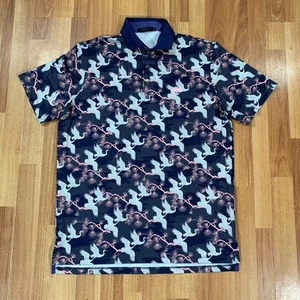 Greyson Polo Shirt Uomo Viola Media All Over Swans Golf Manica Corta Casual - Foto 1 di 10