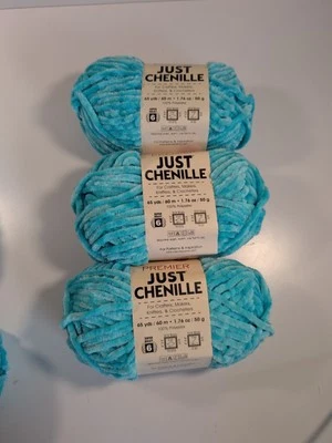 3 Skeins Premier Just Chenille Chunky Yarn ,AQUA color - Image 1 of 4