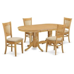 East West Furniture Vancouver 5-piece Wood Dining Table and Chairs in Oak - Picture 1 of 6