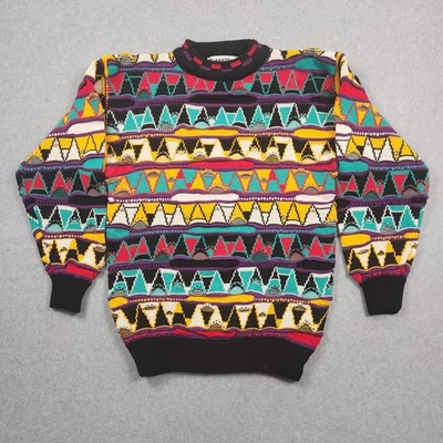Vintage 3D Knit Sweater Medium Colorful Chunky Pullover Coogi Style Huxtable - Image 1 of 4