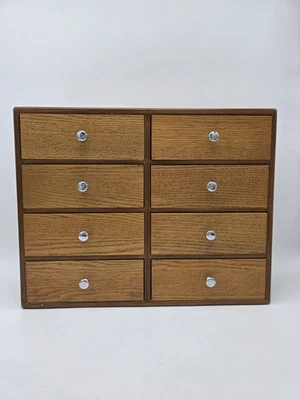 Oak Apothecary Storage Cabinet 8 DRAWERS 16 COMPARTMENTS | Vintage Organizer - Image 1 of 4