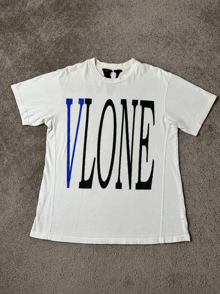 Camiseta para hombre 2017 Vlone azul grapa camiseta blanca, ropa de calle Y2K, talla M Foto 1 de 4