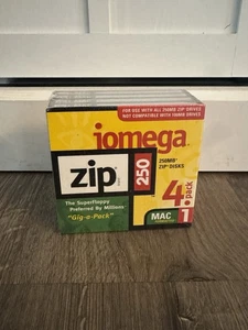 Iomega Zip 250 MB Disks Mac Formatted 4 pack New Sealed - Afbeelding 1 van 4