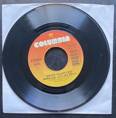 David Allan Coe Mona Lisa Lost Her Smile 1983 Vinyl 45 Record (VG+) 3804396 - Image 1 of 2