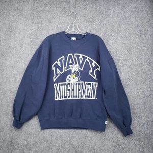 VINTAGE Navy Midshipmen Sweatshirt Mens Large Blue Russell Athletic Crewneck USA - Picture 1 of 11