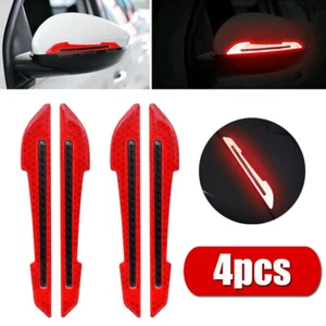 4Pcs Carbon Fiber Red Reflective Strip Car Side Mirror Warning Molding Trim - Picture 1 of 11