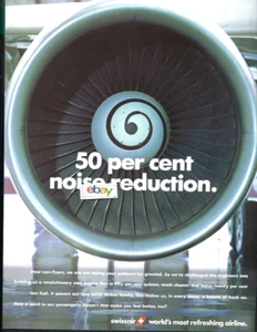 SWISSAIR 1997 50 PERCENT NOISE REDUCTION WITH AIRBUS A320 REFRESHING AIRLINE AD - Picture 1 of 1