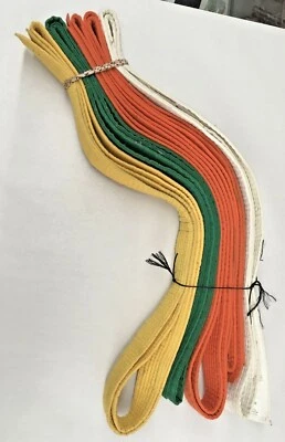 Cinturones de Karate (Lote de 5) Blanco, Amarillo, Verde, 2 Naranja Foto 1 de 3