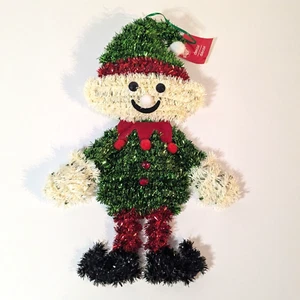 Christmas Elf Tinsel Door Wall Mantel Hanging Shiny Retro Decoration, Decor, New - Picture 1 of 8