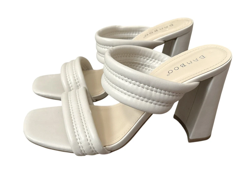 BAMBOO 女式 7.5 M 码白色中性露趾高跟鞋 — 第 1/4 张图片