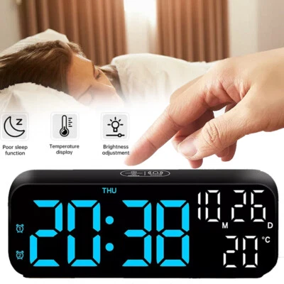Digital Wecker LED Digitaluhr mit Temperaturanzeige Tischuhr Nachttischwecker DE - Bild 1 von 4