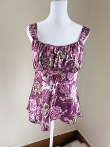 Vintage Y2K Cottage Bluse Damen M Milk Maid Fairy Core Lila Satin 90er - Bild 1 von 16