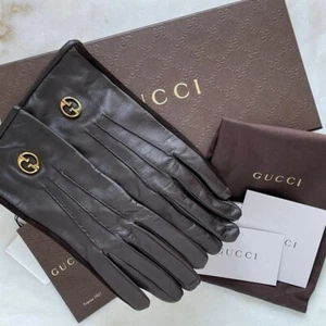 Authentic Gucci Vintage Gloves Leather Suede Brown Size 7.5 Deadstock - Picture 1 of 8