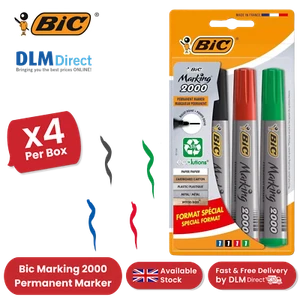Bic 2000 Bullet Tip Permanent Marker( Black, Blue, Red, Green) Pack of 4 Markers - Picture 1 of 13