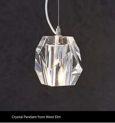 West Elm By Pottery Barn William Sonoma Crystal Pendant Diamond Fauceted Light - Image 1 of 3