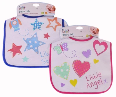FIRST STEPS Babero de bebé algodón niño/niña Little Star/Ángel rosa azul VENDEDOR DE CONFIANZA DEL REINO UNIDO