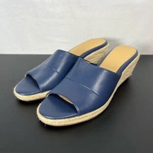Trotters Colony Espadrille Slide Keilabsatz Sandalen marineblau Leder Größe 8,5 NEU - Bild 1 von 8