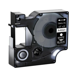 45021 White on Black Label Tape Compatible for DYMO D1 LabelManager 100 200 300 - Picture 1 of 10
