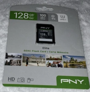 Scheda flash PNY 128 GB 100 MB/s, V10, UHS-I Elite SDXC video Full HD NUOVA SIGILLATA - Foto 1 di 22