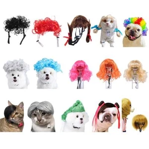 Dog Wigs with Bangs Hat Headwear for Halloween/Christmas Present Pet Suppli DX - Picture 1 of 35