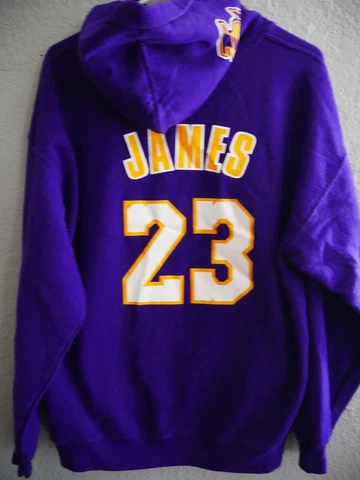 Lebron James Los Angeles Lakers 23 Hoodie Purple Size Large Lakers Logo Hood Hit Cover