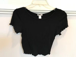 Top camicia girocollo BOZZOLO nero a costine manica corta taglia M usato in ottime condizioni - Foto 1 di 3