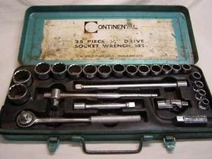 Vintage 1/2" Drive Continental Socket Ratchet Set SAE 3/8" to 1-1/4" Japan Made - Picture 1 of 15