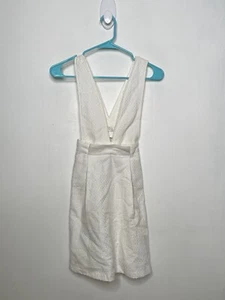 Annice  Overall Skirt Girls Size 6 Ivory Removable Straps Cotton Textured Formal - Picture 1 of 4