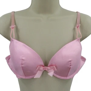 Dolce & Gabbana Womens 34B Solid Pink Satin Bow Coquette Bra Underwire Lined - Picture 1 of 20