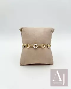 14 Karat zweifarbiges Gold Büroklammer Kette Gliederarmband für Frauen - Bild 1 von 3