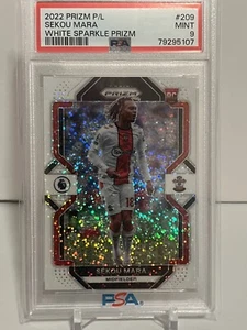 2022 Panini Prizm EPL Sekou Mara Rookie White Sparkle SSP Southampton PSA 9 - Picture 1 of 2