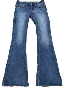 American Eagle Jeans Women's 8 Long 30x32 Super Super Stretch Boho Artist Flare - Picture 1 of 10