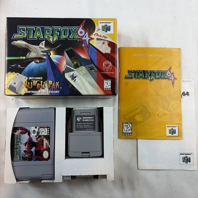 LIMPIO StarFox 64 N64 - Nintendo 64 CIB - Caja grande con caja Rumble Pak Foto 1 de 4