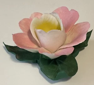 Vintage CAPODIMONTE Pink Bisque Porcelain Single Rose Flower Figurine BEAUTIFUL - Picture 1 of 16