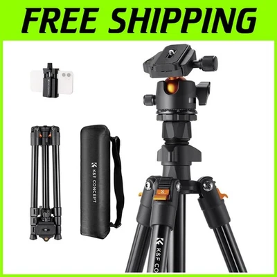 Aluminum 64 inch Camera Tripod with 17.6 lbs Capacity - Image 1 of 4