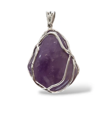 CIONDOLO PENDENTE DA DONNA IN ARGENTO 925‰ E AMETISTA NATURALE - Immagine 1 di 4