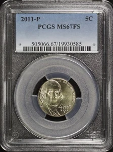2011-P Jefferson Nickel PCGS MS-67 FS - Picture 1 of 2