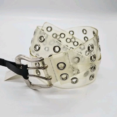 Calvin Klein Transparent Jelly Clear Perforated Design Silver tone Buckle Large - Image 1 of 4