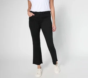 Belle by Kim Gravel Sz 8 Regular TripleLuxe Twill Ankle Flare Jean BLACK A677312 - Picture 1 of 1