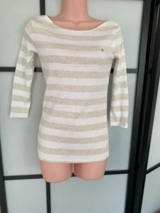 Tommy Hilfiger boatneck 3/4 length sleeve striped Blouse Women Stripped Size XS - Picture 1 of 9